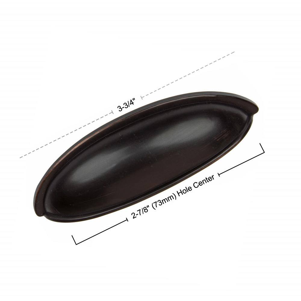 Oil Rubbed Bronze Steel Cup Pull with Mounting Hardware