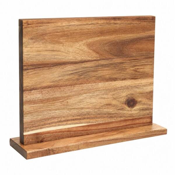 20-Knife 16 in. x 12 in. Magnetic Knife Holder, Acacia Wooden Magnetic Knife Block with Strong Enhanced Magnetic Strip