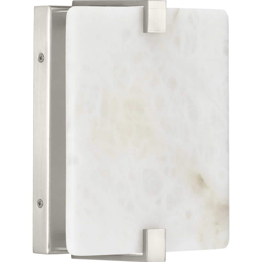 Earthy Glow Brushed Nickel LED Wall Sconce with Stone Dust Shade