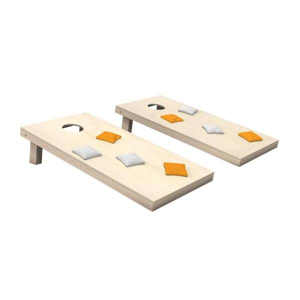 Belknap Hill Trading Post Wooden Cornhole Toss Game Set with Yellow Gold and White Bags