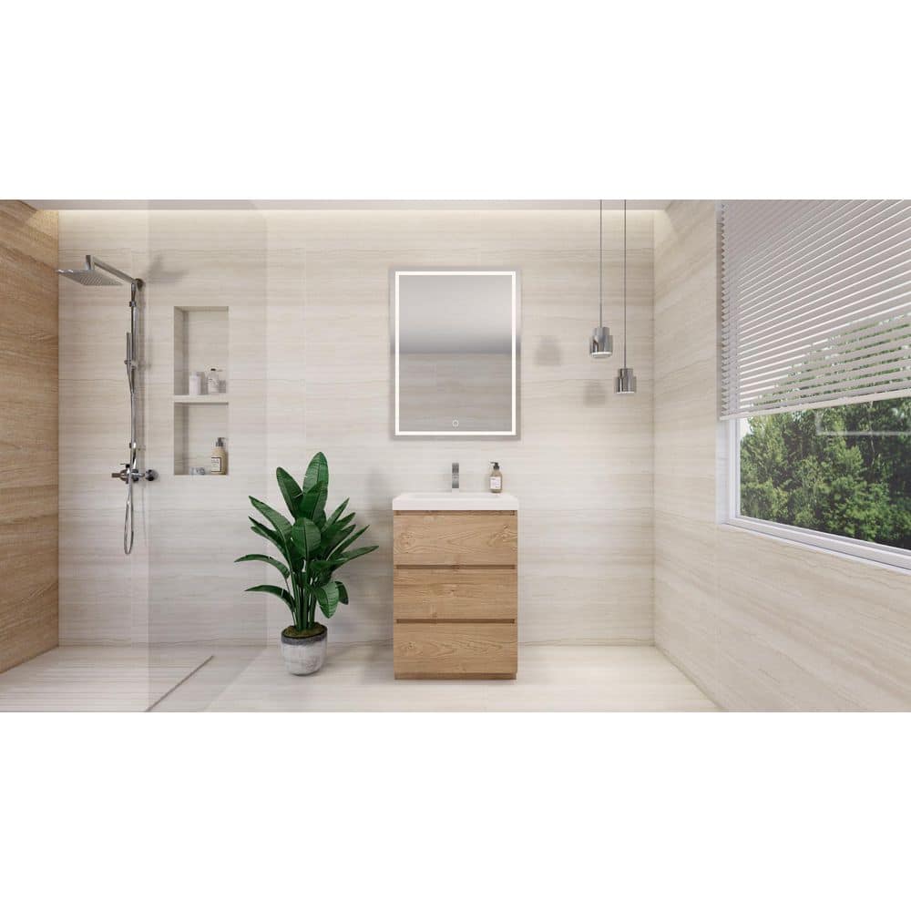 Angeles 24 in. W Vanity in New England Oak with Reinforced Acrylic Vanity Top in White with White Basin price history on PriceWatchPro