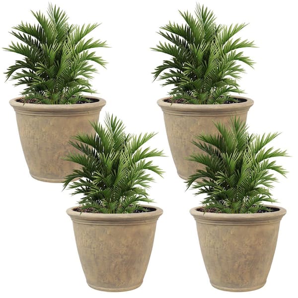 Sunnydaze Anjelica 24 in. Beige Poly Outdoor Flower Pot Planter (4-Pack)