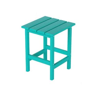 Mason 18 in. Turquoise Poly Plastic Fade Resistant Outdoor Patio Square Adirondack Side Table