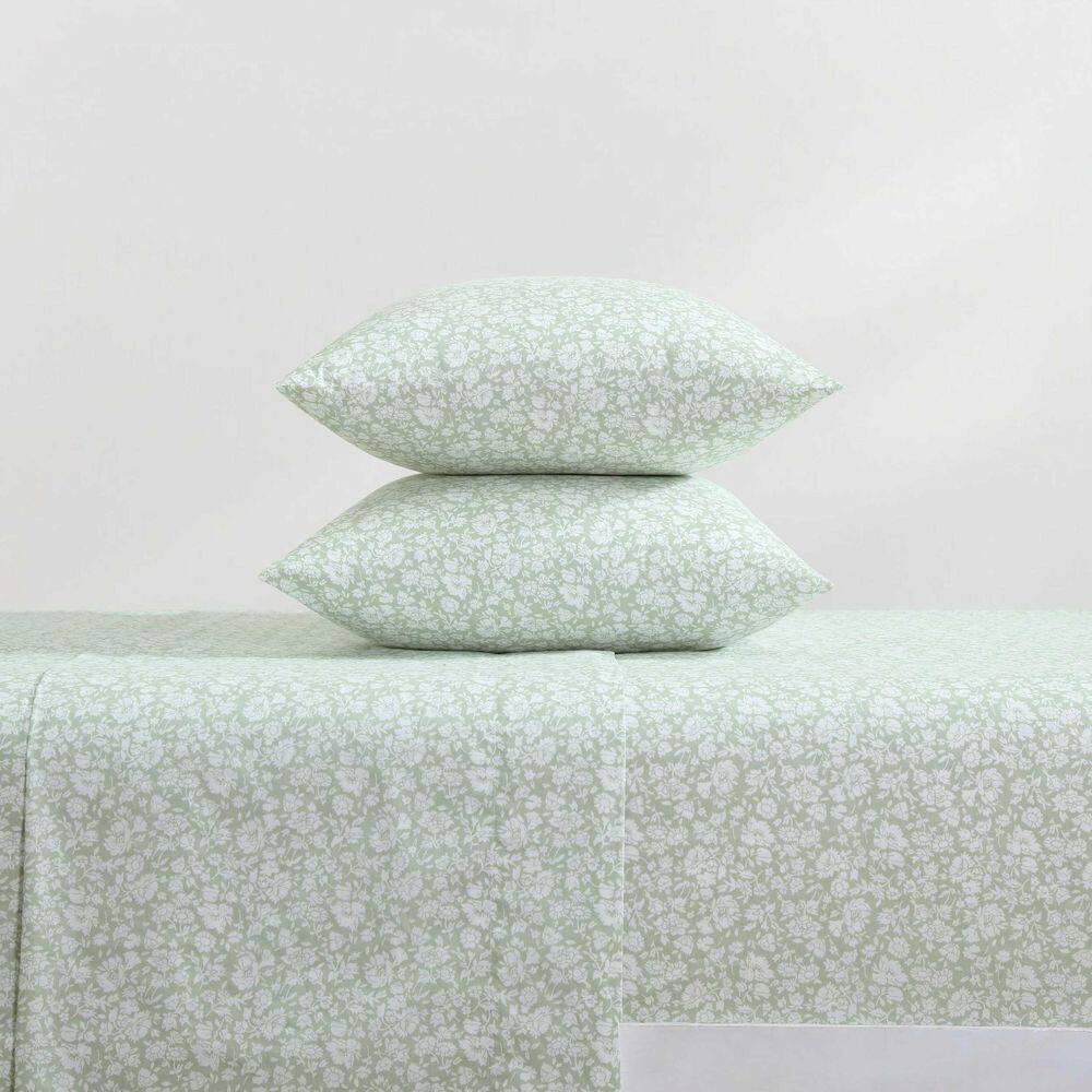 Heirloom Ditzy Green Floral Cotton Twin Sheet Set