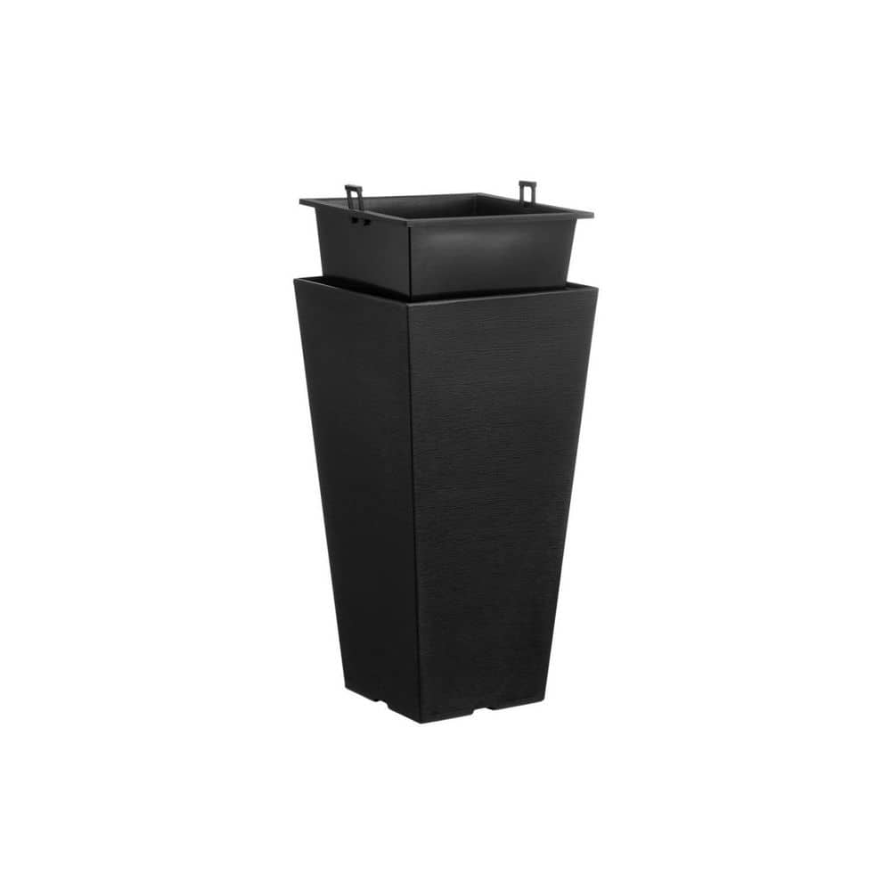 12 in. L x 12 in. W x 22 in. H Drainage Tapered Square Black Plastic Indoor Outdoor Large Tall Tree Planter (2-Pack) price history on PriceWatchPro