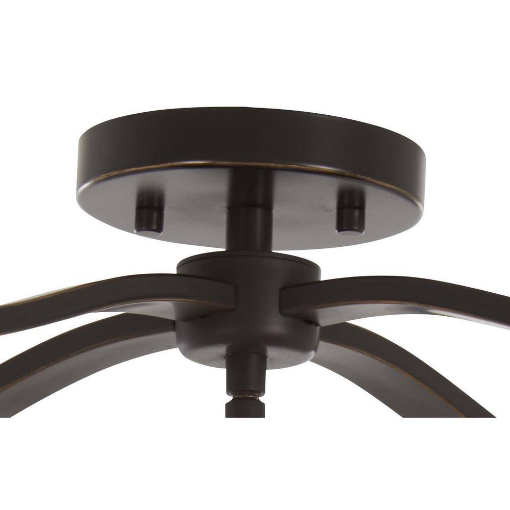 Downton Bronze Gold 4-Light Semi-Flush Mount with Seeded Glass