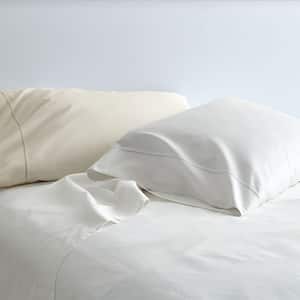 Legends Hotel Organic Solid 300-Thread Count Cotton Sateen Fitted Sheet