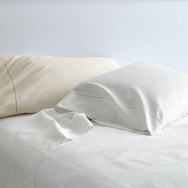 The Company Store Company Cotton 3-Piece White Solid 300-Thread Count Cotton Percale Twin XL Sheet Set