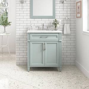 Caville 30 in. W x 22 in. D x 34.5 in. H Single Sink Bath Vanity in Sage Green with Carrara Marble Top