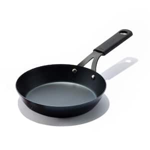 Black Steel 8 in. Pre-Seasoned Carbon Steel Induction Safe Frying Pan with Silicone Sleeve in Black