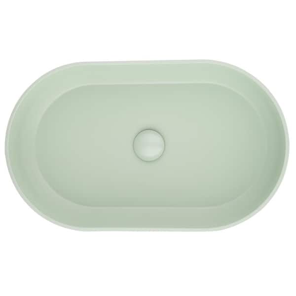 Flynama Acrylic 24 x 14 x 5.5 Rectangular Bathroom Vessel Sink in Mint Green
