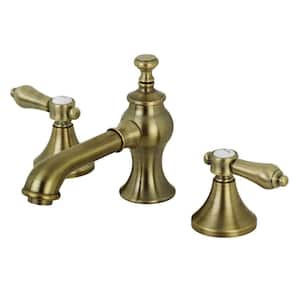 Heirloom 2-Handle 8 in. Widespread Bathroom Faucets with Brass Pop-Up in Antique Brass
