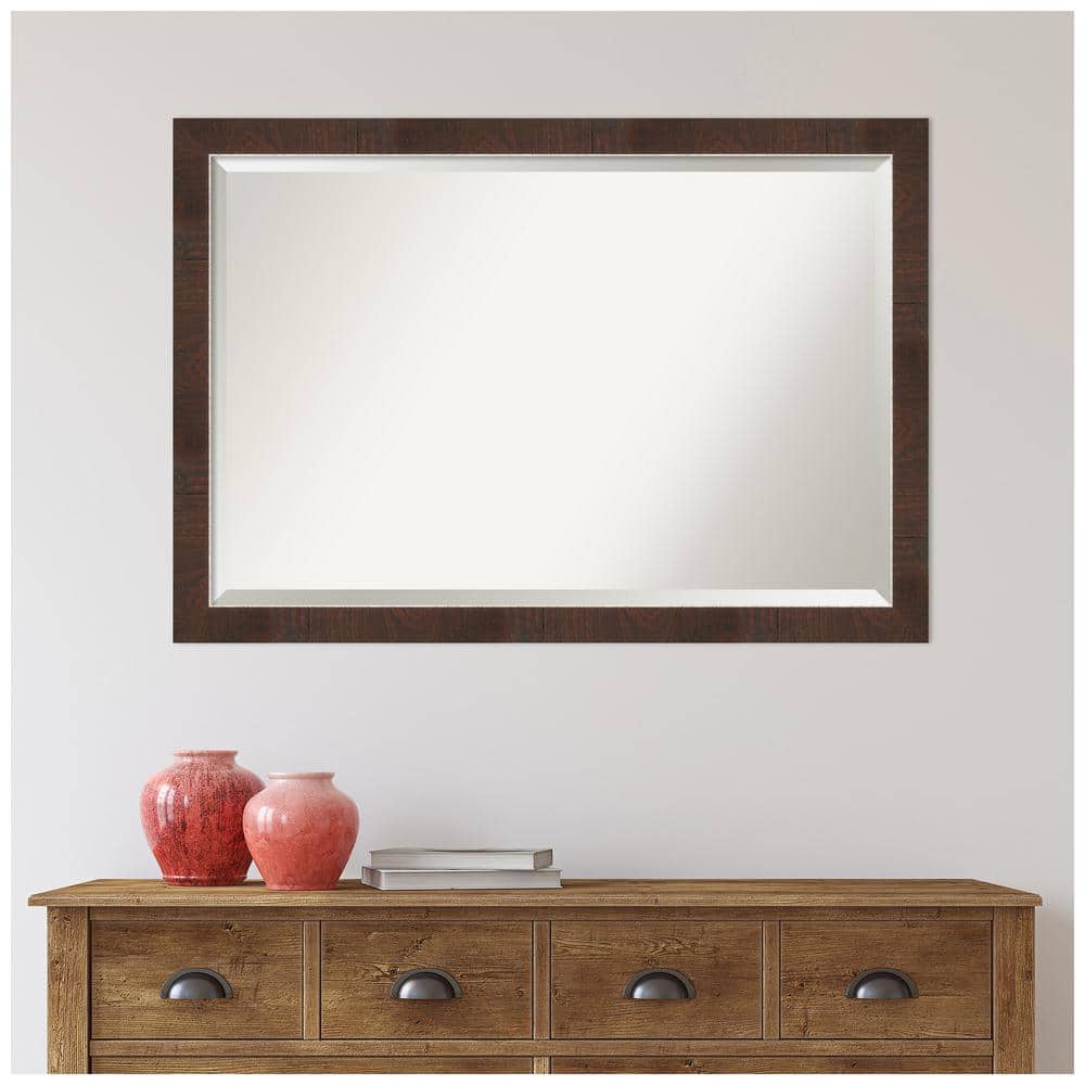 Rectangular Silver and Wood Framed Wall Mirror 46" x 34"