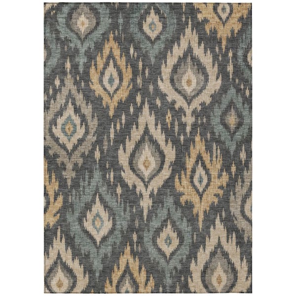 Chantille Machine Washable Indoor/Outdoor Abstract ACN3073 Charcoal 9 ft. x 12 ft. Area Rug