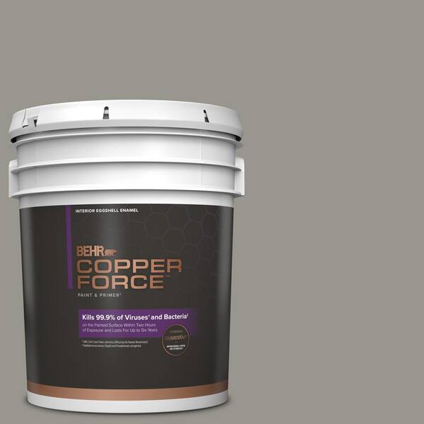 COPPER FORCE 5 gal. #N360-4 Battleship Gray Eggshell Enamel Virucidal and Antibacterial Interior Paint & Primer