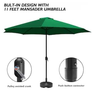 11 ft. x 11 ft. Steel Patio Market Umbrella with Crank in Green