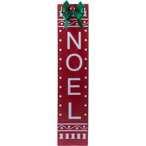 Christmas 44.5 in. Unlit Metal Noel Leaner Yard Decor with Bow