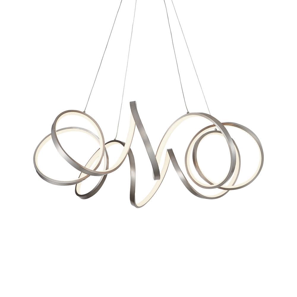 Synergy Antique Silver 34'' LED Helical Pendant Light in Brass