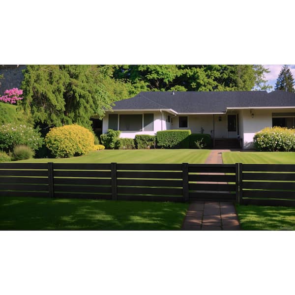 Natures Composites Composite Modern Horizontal Semi-Privacy Perimeter Fence (3.5 ft. H x 6 ft. W) Raven