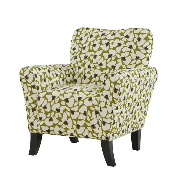 Handy Living Dantana Apple Green and Cream Modern Floral Print Arm Chair