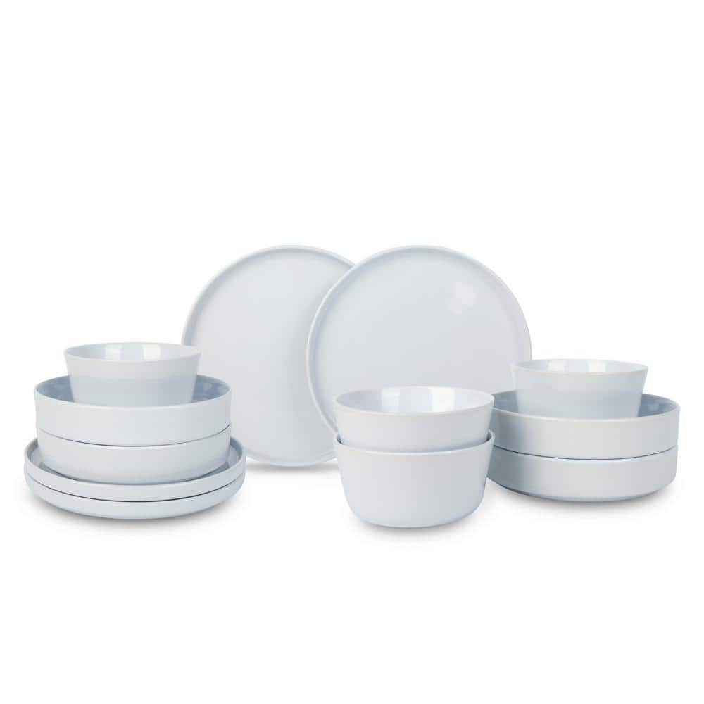 Stone Lain Celina 12-Piece Dinnerware Set Stoneware  Dinner and Cereal Bowls  White