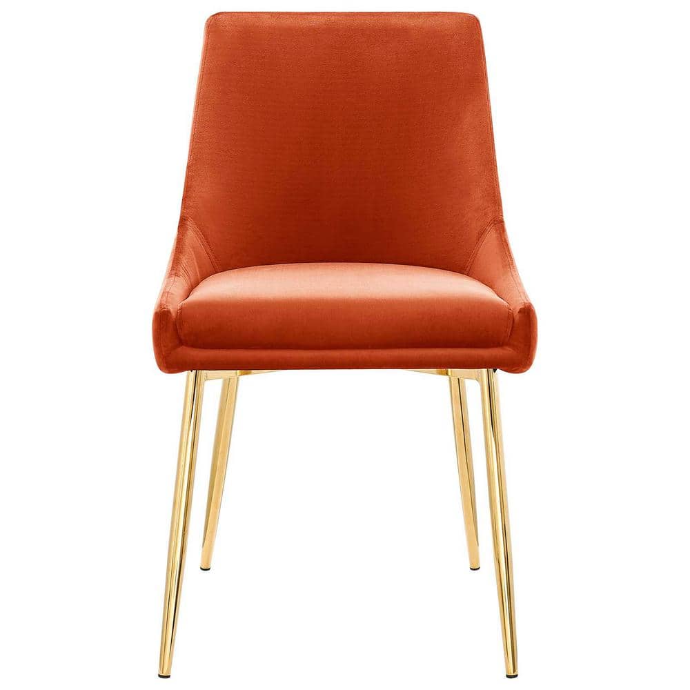 Gold Orange Luxe Velvet & Gold Metal Parsons Side Chair