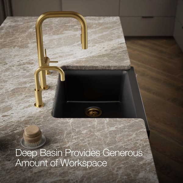 KOHLER Cairn Matte Black Granite Composite 29.75 in. Single Bowl