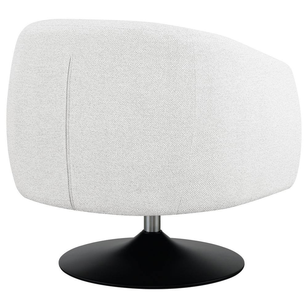 Beige Barrel Swivel Accent Chair with Metal Pedestal Base