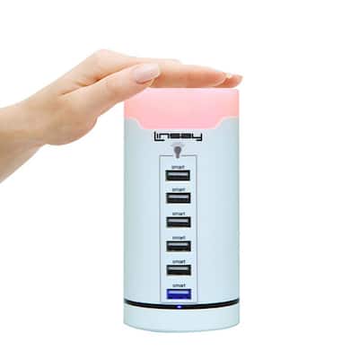 Smart 6 USB Charger 15 Amp Charging Station LED Touch Multi Color Lamp Desktop