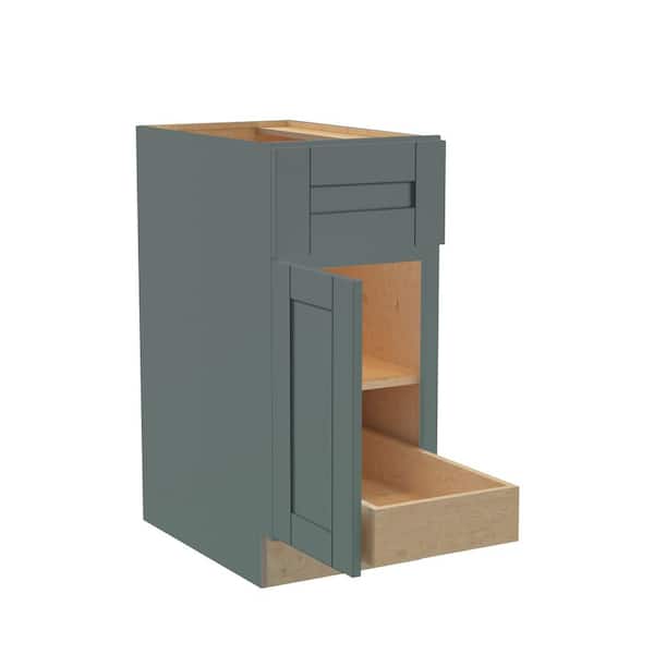 Home Decorators Collection Washington 18 in. W x 24 in. D x 34.5 in. H Assembled Plywood Base Kitchen Cabinet in Green with Soft Close Door LH