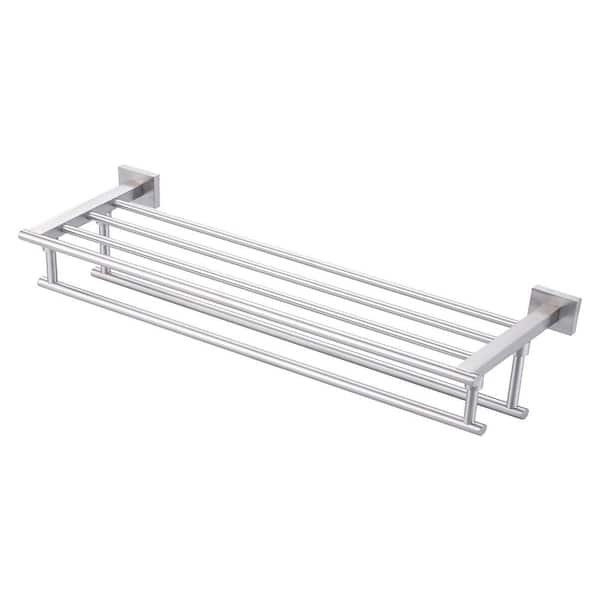 24 in. Stainless Steel Wall Mounted Bathroom Double Towel Bars in Brushed Nickel