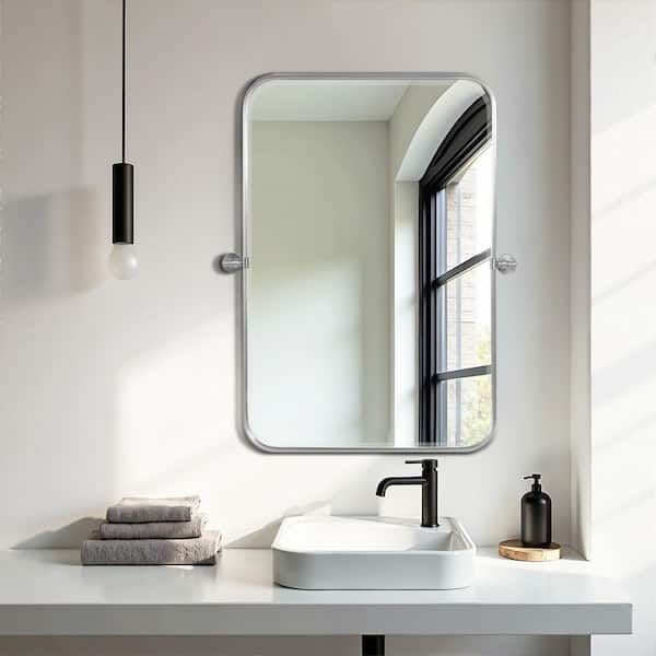 2 Pieces Silver 23 in. W x 31 in. H Rounded Rectangular lron Framed Wall Mirror