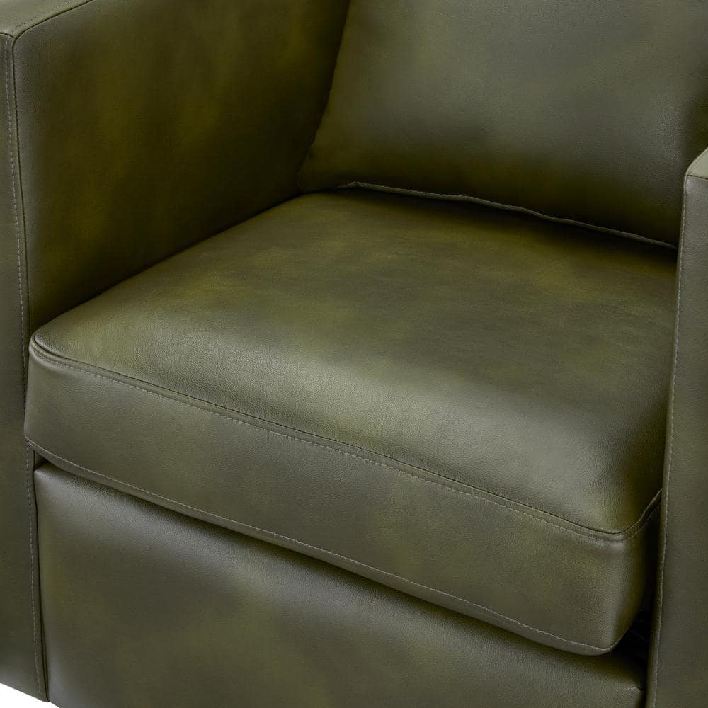 Fern Green Faux Leather Swivel Barrel Chair