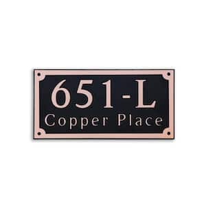 16 in. L x 8 in. H Large Rectangle Custom Plastic Address Plaque Copper on Black