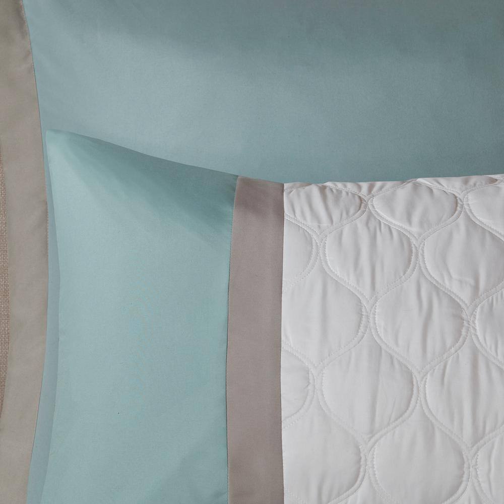 Seafoam and Beige Microfiber Queen 8-Piece Comforter Set