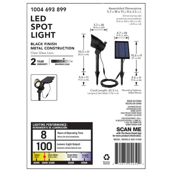 Solar Black LED 100 Lumen Metal Spotlight Solar Black LED 100 Lumen Metal Spotlight