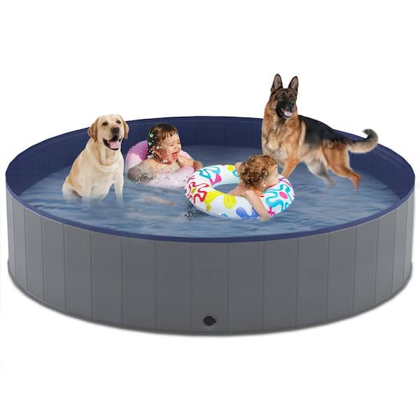 FAWEY TRED INC 71 in. x 12 in. Foldable Round Kiddie Pool Pet Dog Swimming Pool Pet Bath Pool