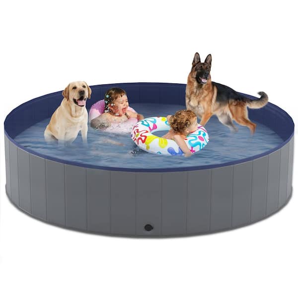 Unbranded 71 in. x 12 in. Foldable Round Kiddie Pool Pet Dog Swimming Pool Pet Bath Pool