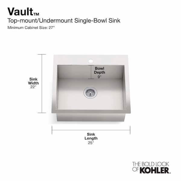 Vault Drop-In/Undermount Stainless Steel 25 in. 1-Hole Single Bowl Kitchen Sink Kit Vault Drop-In/Undermount Stainless Steel 25 in. 1-Hole Single Bowl Kitchen Sink Kit