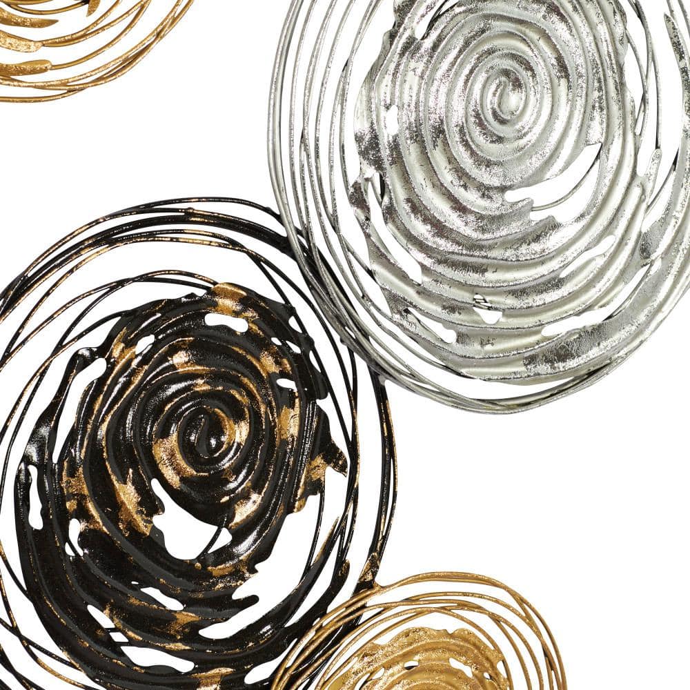 42" Gold and Silver Metal Spiral Wall Sculpture