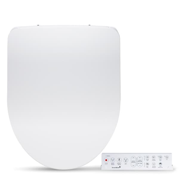 SmartBidet Electric Bidet Seat for Round Toilets with Remote Control, Rhythm Massage, Unlimited Heated Water, Child mode in White