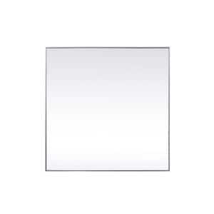 Timeless Home 48 in. W x 48 in. H x Modern Metal Framed Square Silver Mirror