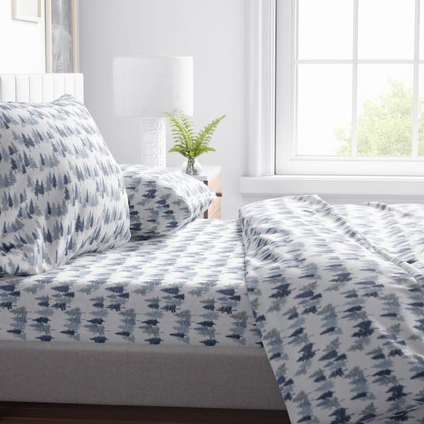 Pine Creek Blue Trees Polyester Sheet Set, King