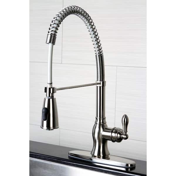 Single-Handle Pull-Down Sprayer Kitchen Faucet with Spring Spout in Brushed Nickel