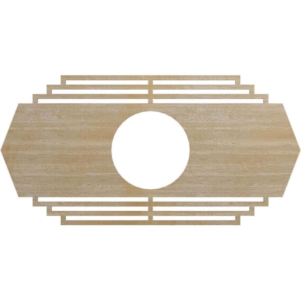 Ekena Millwork 32 in. x 16 in. x 1/4 in. Chrysler Wood Fretwork Pierced Ceiling Medallion, Birch