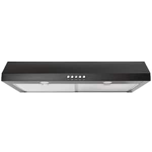 Caprelo 30 in. 320 CFM Convertible Under Cabinet Range Hood in Black with LED Lighting and Charcoal Filter