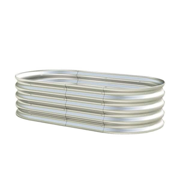 4 ft. L x 2 ft. W x 4 ft. H Silver Metal Planter Box for Gardening (2-Pack)