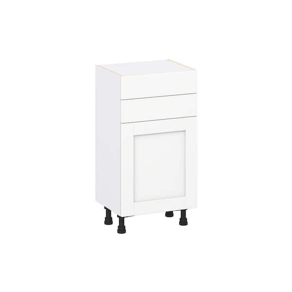 J COLLECTION Milton 18 in. W x 14 in. D x 34.5 in. H Assembled Shaker Base Kitchen Cabinet in Bright White with 2 Drawers