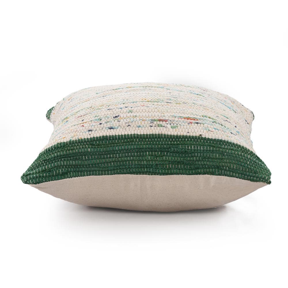 Green and Multicolor Cotton Square Throw Pillow Set with Zipper Closure