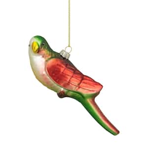 6.5 in. Yellow and Red Parrot Glass Christmas Ornament